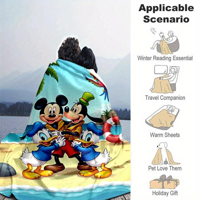 1pc, Disney Friends Beach Adventure Blanket, Seasonal Universal, Home Decor, Blanket, Soft Flannel Throw Blanket, Versatile & Cozy for Bedroom, Living