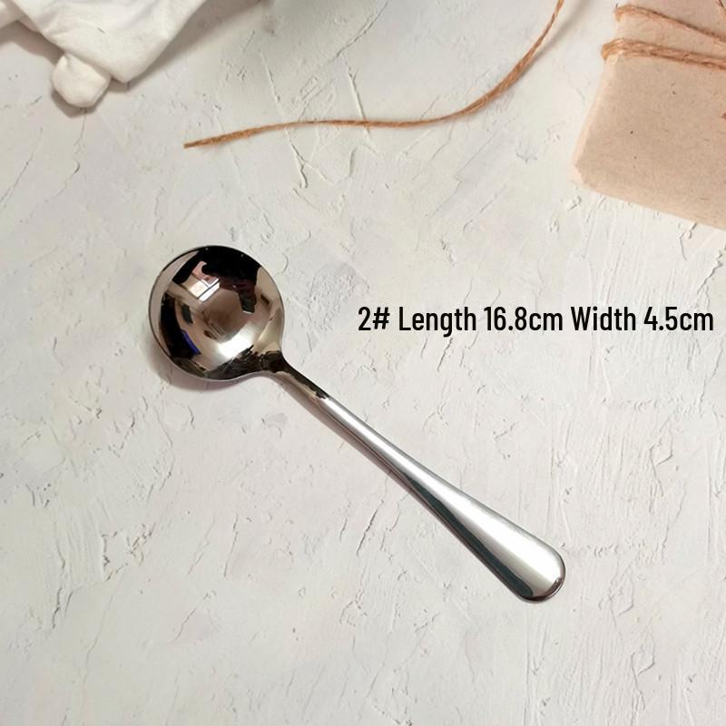 Korean-Style Stainless Steel Large Round Head Soup Spoon, 20cm