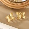 Elegant High-End Brushed Butterfly Stud Earrings with Unique Design for Women