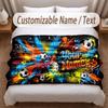 Soccer Theme Soft Blanket Personalized Custom Name Text Print Warm Blanket Home Sofa Bedroom Decor