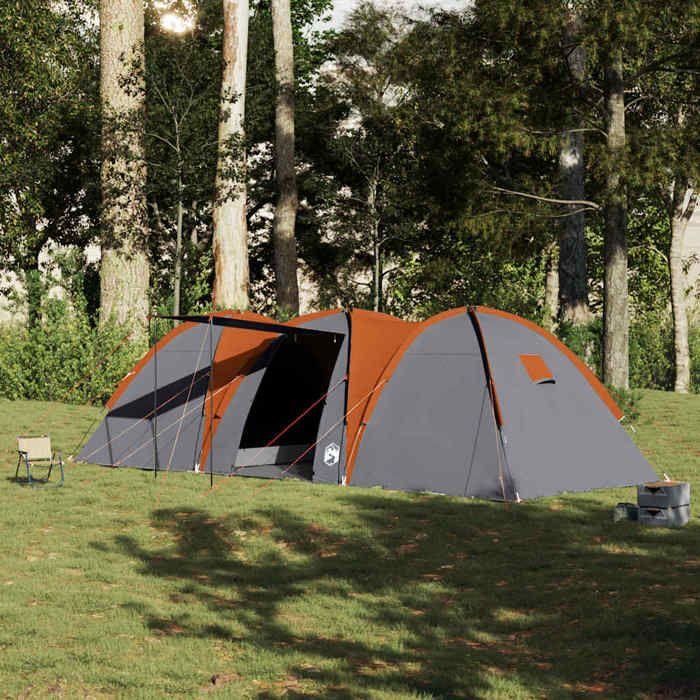 VidaXL Tente familiale à dôme 8 personnes gris et orange imperméable 4009430