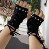 Y2K Studded Chain Retro Half-Finger Gloves - Spicy Girl Subculture with Sweet Cool Geometric Style