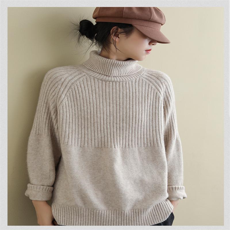 Turtleneck Knitted Sweater Women Solid Winter Thicken Jumper Ladies Casual Tops Oversize Korean Bottoming Pullover