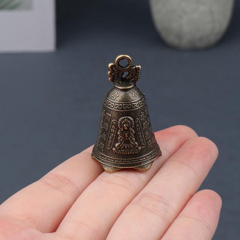 2 Stücke Retro China Mini Bronze Skulptur Beten Buddha Feng Shui Glocke Hausgarten Dekorative Windglocken Auto Anhänger Zubehör
