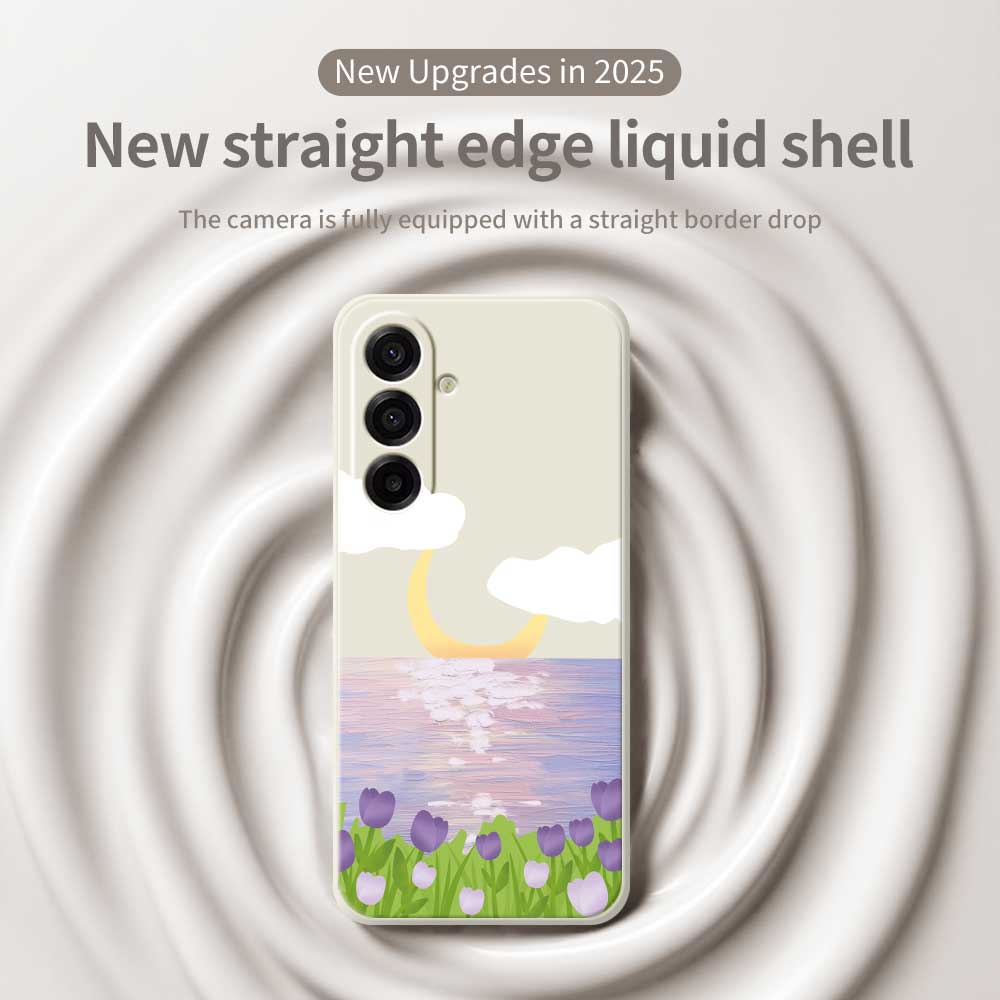 For Samsung Galaxy A17 5G Case Flowers and Sea Pattern Printing Straight Edge TPU Phone Back Cover