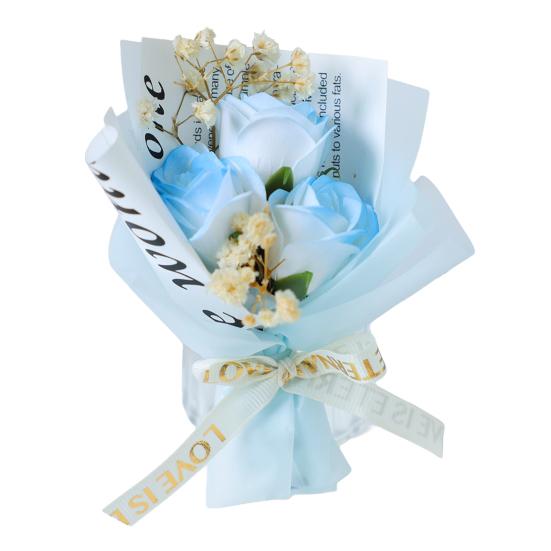 Mini Artificial Flower Bouquet Scented Soap Rose Sunflower Flower Arrangement Preserved Floral Gifts for Women Wife Girlfriend F