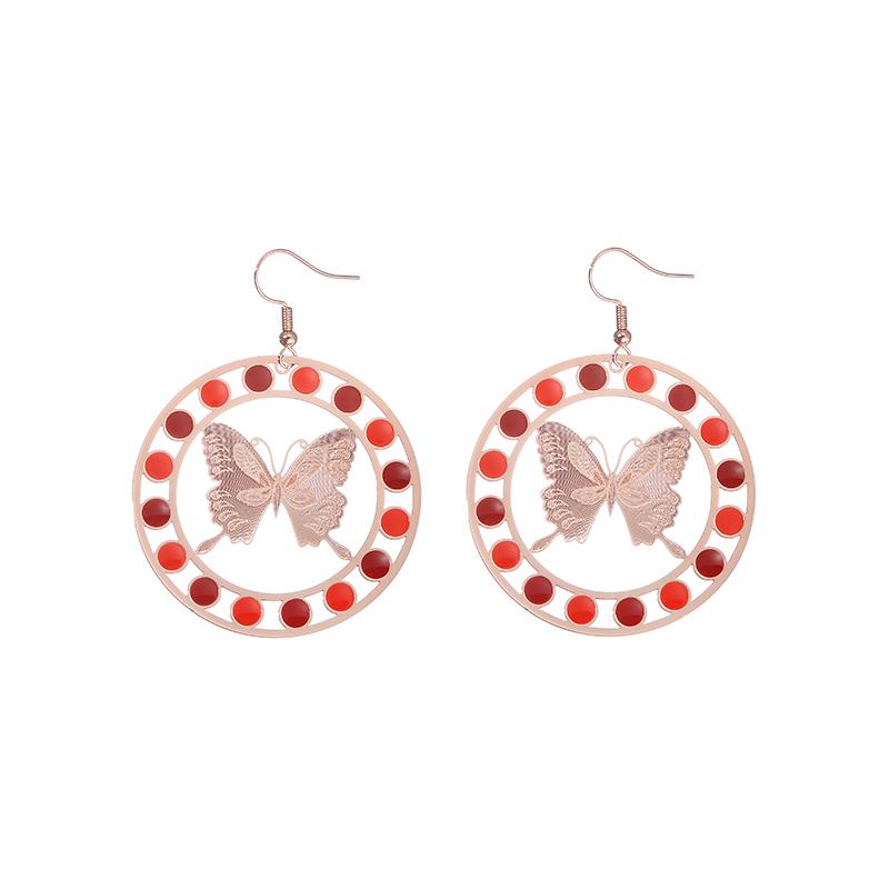 

Легкие роскошные модные классические женские металлические украшения в форме бабочки с компьютерной резьбой, золотые блестящие серьги с подвесками разноцветных красок CHINA