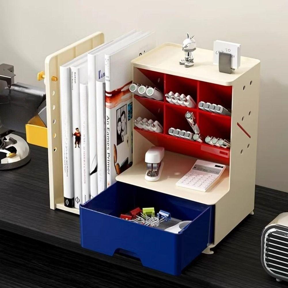 Large-Capacity Desktop Pen Holder Oblique Design Book Storage Rack Durable Desk Organizer  Home