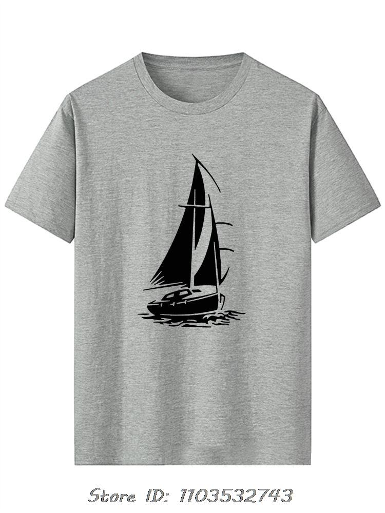 Men's Clothing Oversized T-shirt Funny Yacht Boat Ship Sea Ocean Waves Casual Fitness T Shirt Handsome Raglan Cotton Tshirt