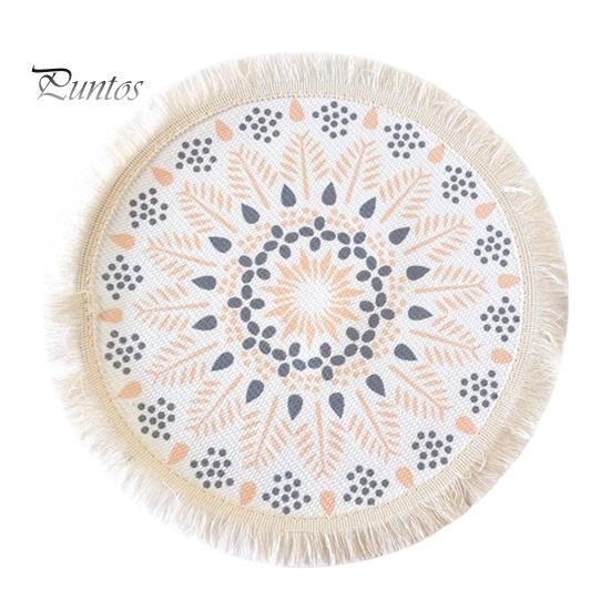 Descanso de Panela Antiderrapante para Cozinha, Jogo Americano Tecido de Algodão Estilo Boho, Jogo Americano de Mesa com Franjas de Borla para Pratos de Jantar, Jogo Americano Lavável a Quente, Suporte de Panela Resistente para Pratos Quentes,