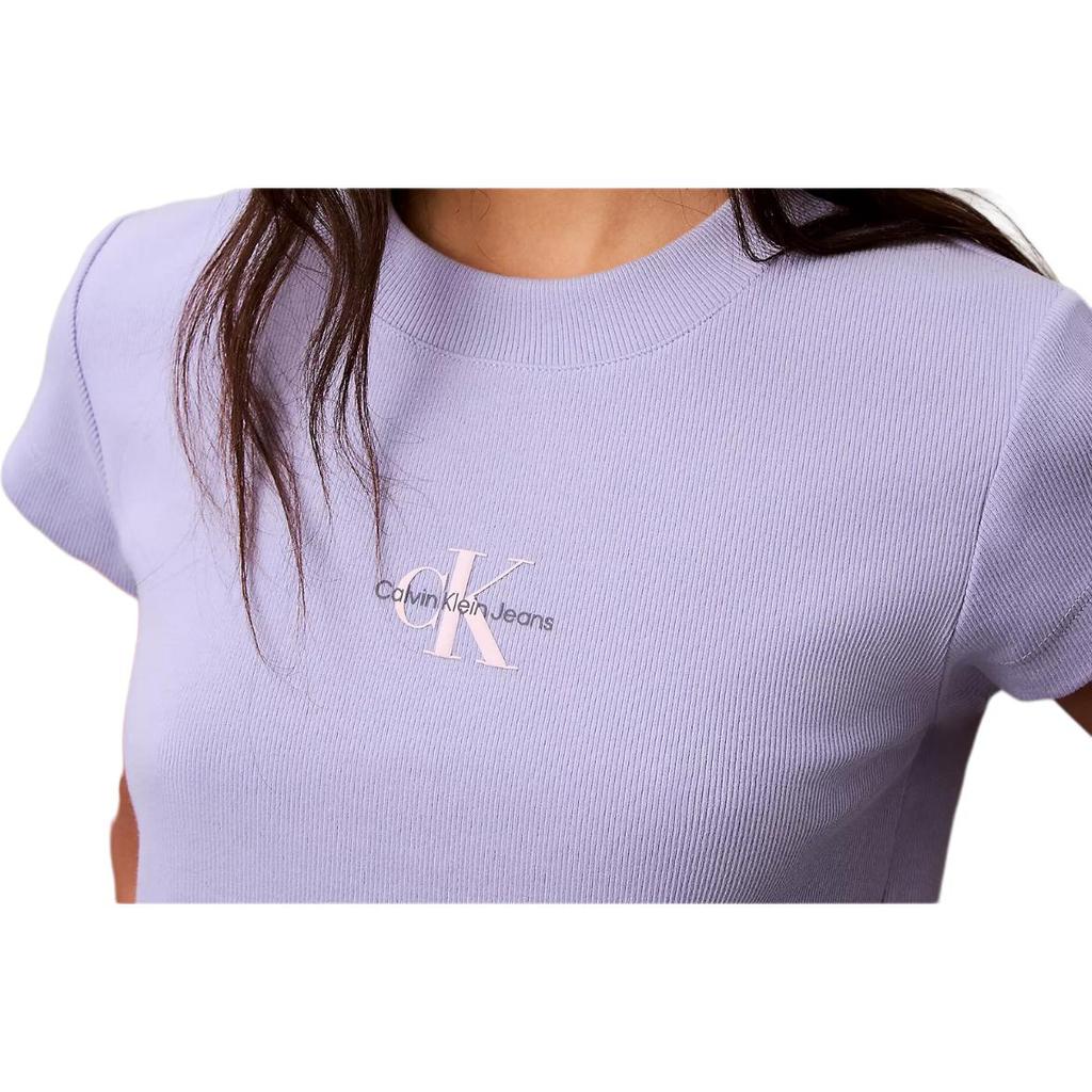 Calvin Klein Soft Breathable Fitted Round Neck Short Sleeve T-Shirt Women Tops Lavender 47AB802-540
