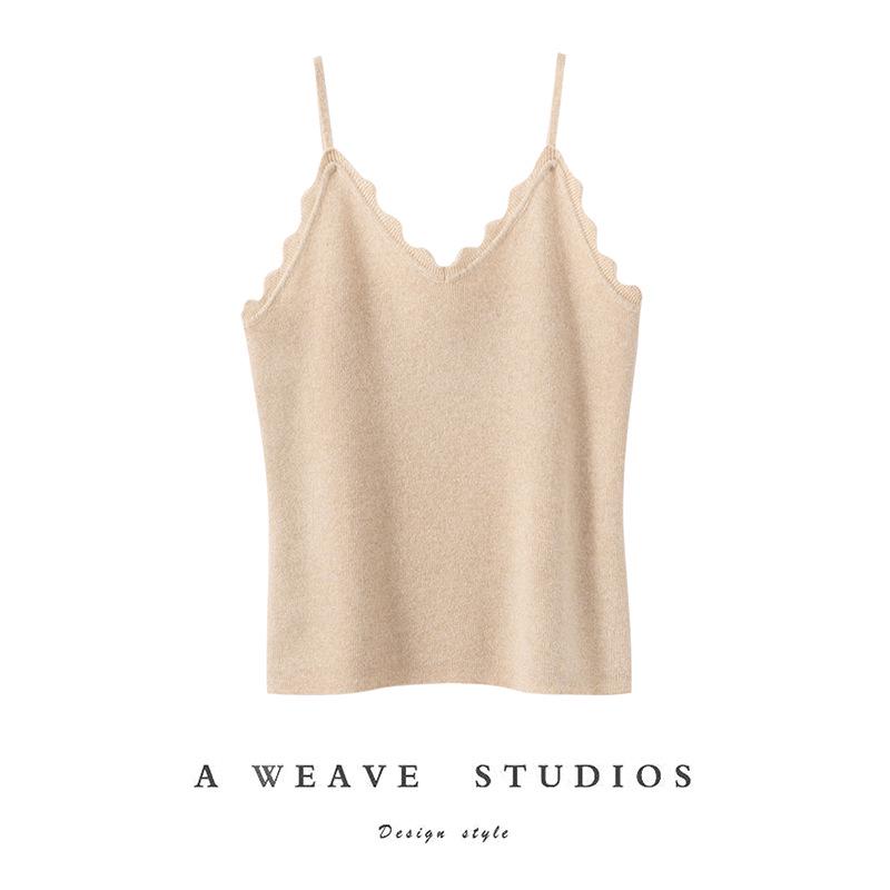 2025 Women s V-neck Cashmere Camisole - Soft, Comfortable, and Fashionable for Autumn & Winter M