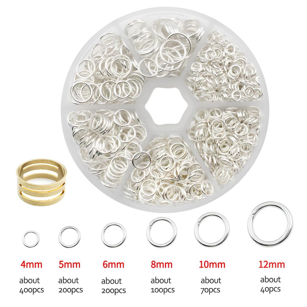 Mehrfarbiges Eisen Biegeringe Set - 6 Fächer mit Öffner für DIY Schmuck