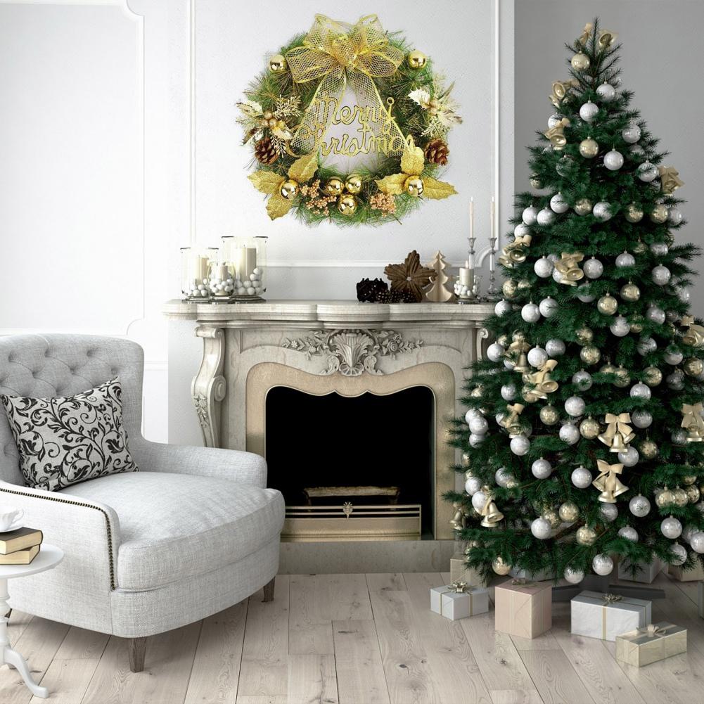 Christmas Wreaths for Front Door Winter Colorful Plating Balls Wreath with Merry Christmas Signs for Home Decor Party Holiday