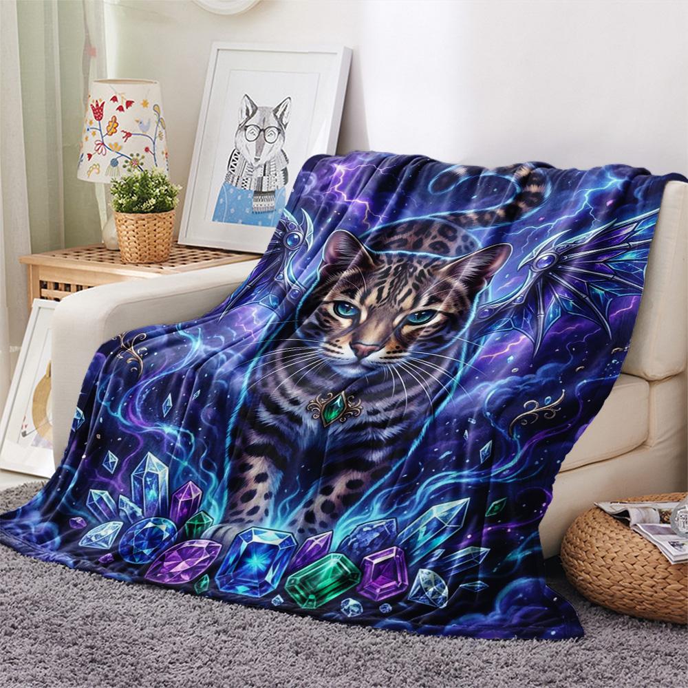 

1Pc Bengal cat Print Flannel Blanket, High quality Comfortable for All Seasons, Home Decor, Warmth and Comfort, Perfect for Christmas Gifts 80cm x 120cm