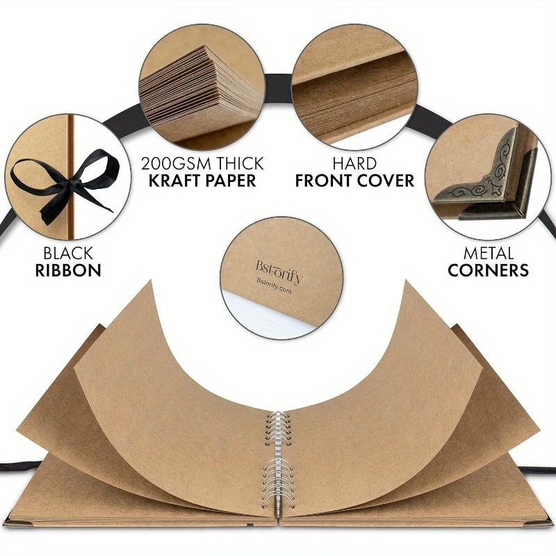 Bstorify Scrapbook Album 30 Sheets, Thick 200gsm Kraft Paper, Photo Album Scrapbook, Memory Book - Ideal for Your Scrapbooking Albums Art