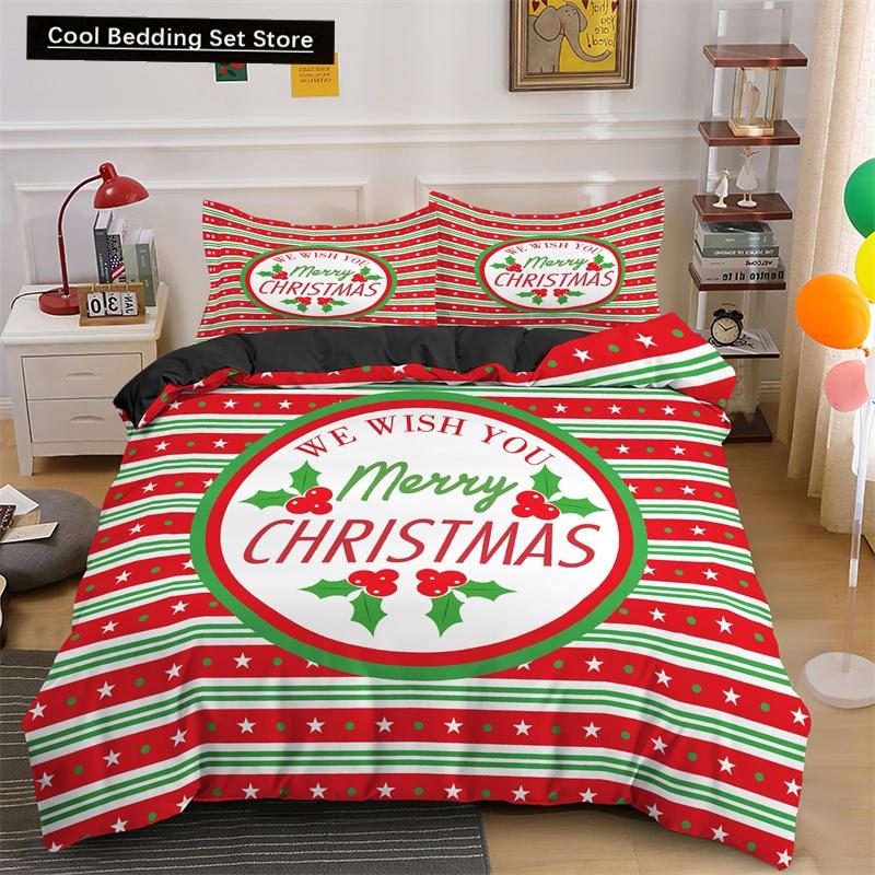 3D Merry Christmas King Queen Bedding Set Kids Cartoon Santa Snowman Deer Comforter Cover XMAS Duvet Cover Polyester Quilt Cover