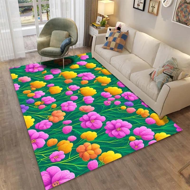 Flower Pattern Floor Mats Door Decoration Home Living Room Floor Mats