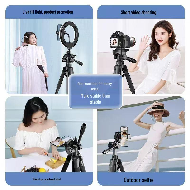 Universal Extendable Tripod with Light for Mobile Live Streaming & Online Classes