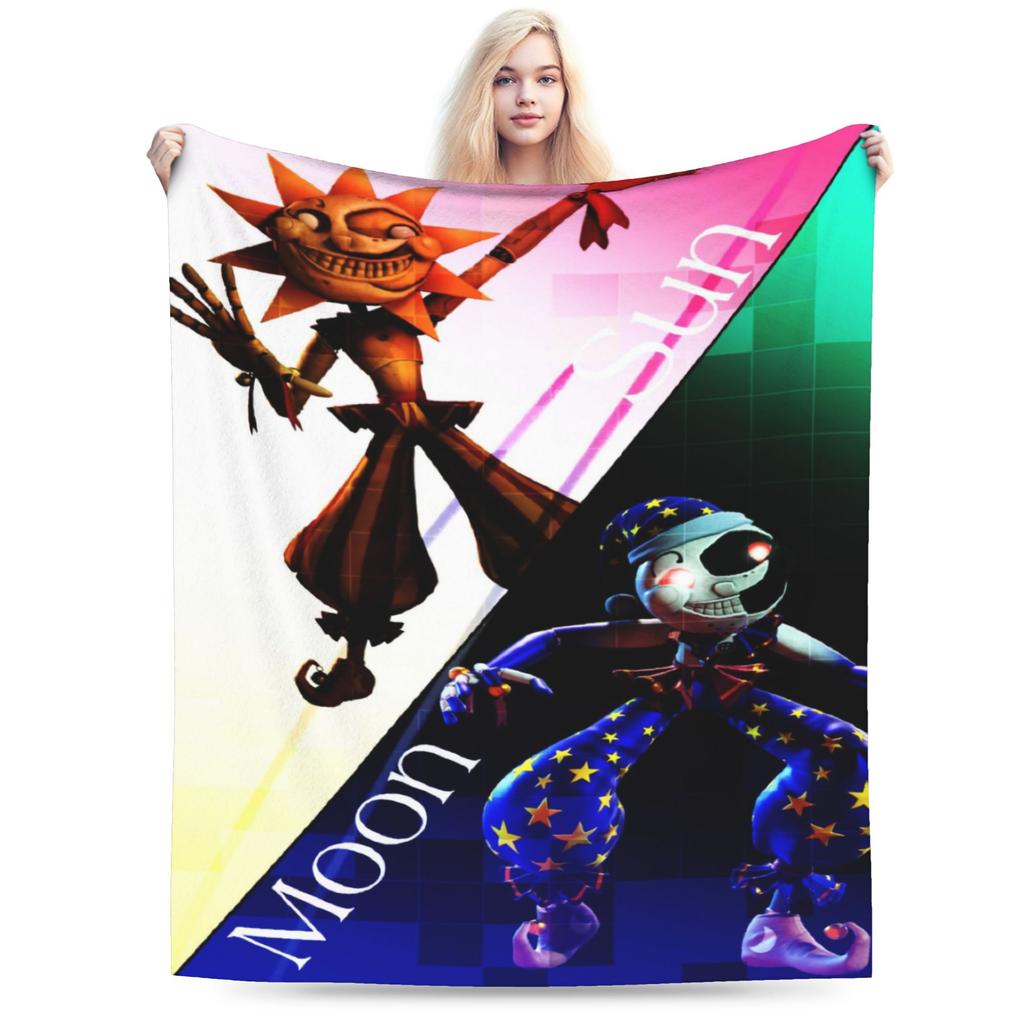 Coperta Divertente Sundrop E Moondrop fnaf Leggera Sottile Flanella Comoda Coperta da Divano Lavabile in Lavatrice