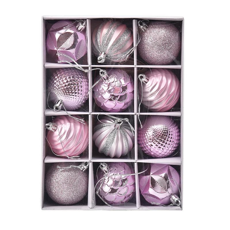 12pc Painted Christmas Ball Set - 6cm Ornaments for Tree & Holiday Decor