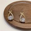 Classic Cross Zircon Diamond Stud Earrings Fashionable and Exquisite Light Luxury Earrings High-end Lady Style Earrings