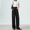Narrow version wide-leg pants women's spring new high-waisted loose jacquard satin straight trousers casual pants