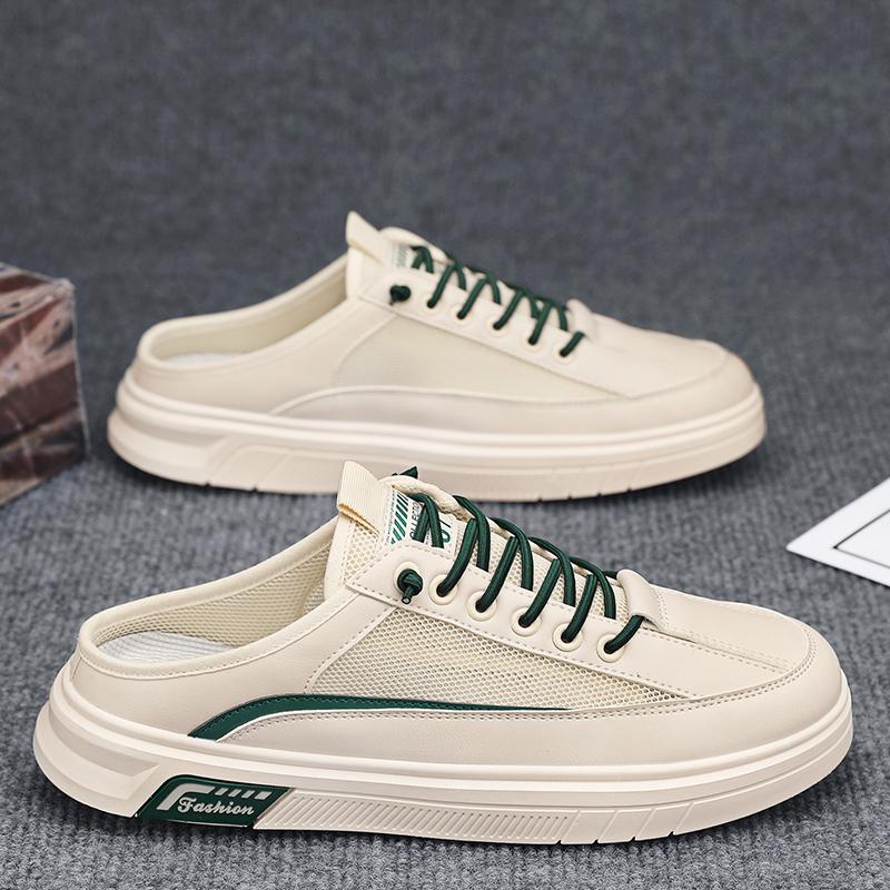 

2025 Полуботинки для мужчин Мюли Сандалии Плоские Летние Без задника Лоферы Тапочки Мужские Шлепанцы На шнуровке Мужские Полудраги Повседневная Обувь для скейтборда 39