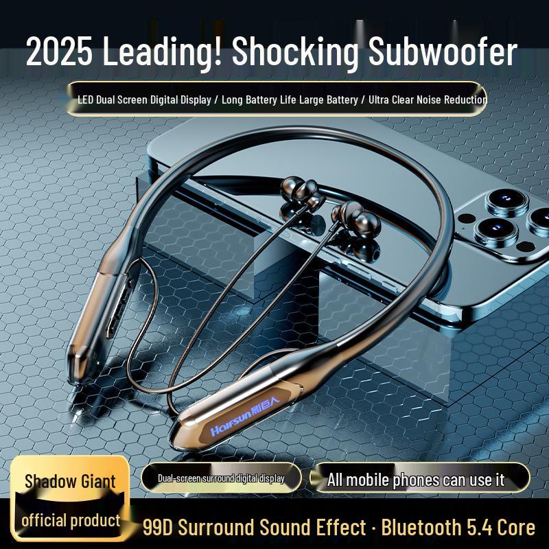 5.3 Wireless Bluetooth Neckband Earphones - High-Quality Sound, Low Latency, Digital Display, Perfect for Gaming