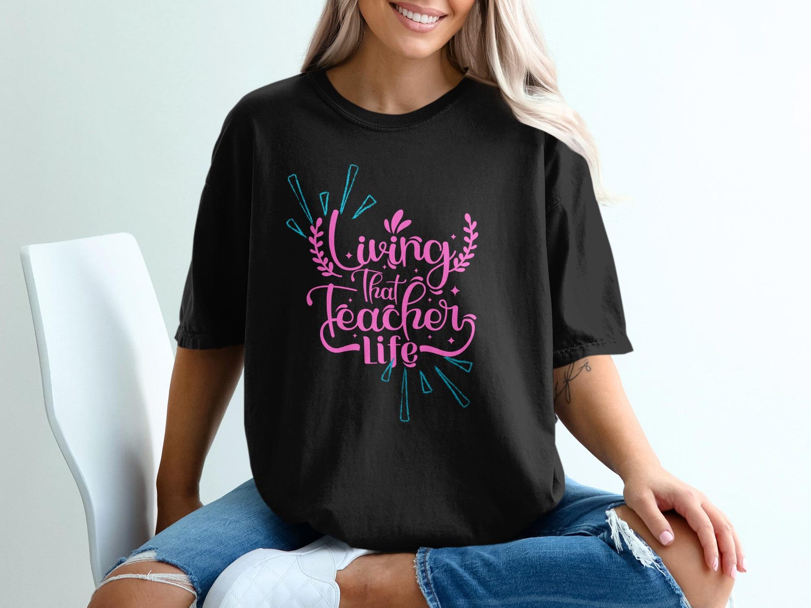 Living That Teacher Life T-Shirt | Educator Appreciation Gift, Back to School Tee XL