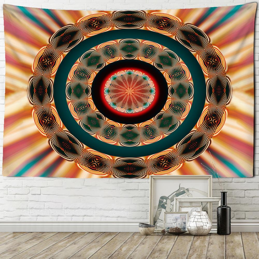 Tapiserie cu mandala colorată, agățată pe perete, în stil boem, vrăjitorie psihedelică, Tapiz, artă hippie, decor acasă