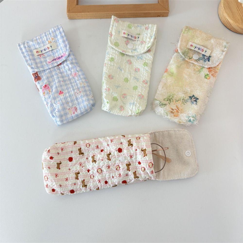 Large Capacity Glasses Bag Cute Bow/Floral Pencil Bag Simple Sunglasses Storage Bag