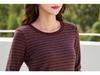 Korean Style Women's Slim Fit Striped Long Sleeve Round Neck T-shirt for Autumn/Winter