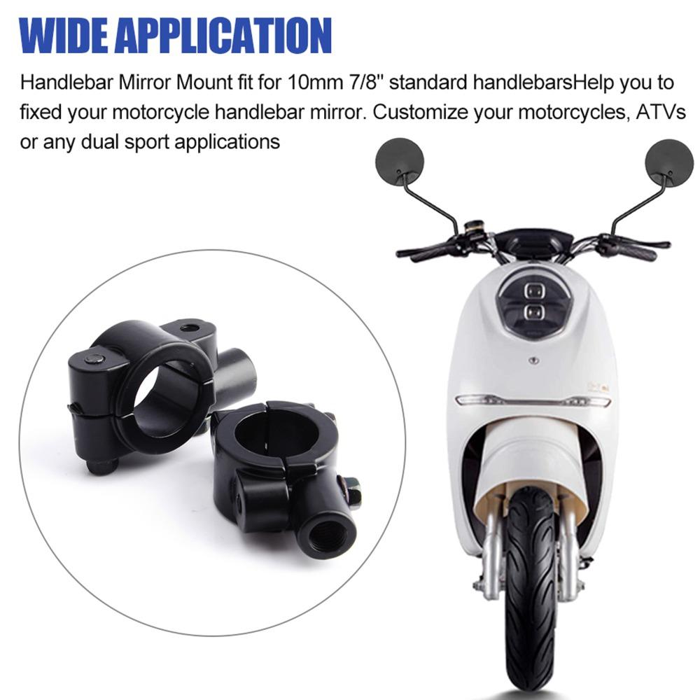 2pcs 7/8"22mm Motorcycle Handlebar Mirror Mount Black Motorcycle Mirror Mount Bracket For Scooter