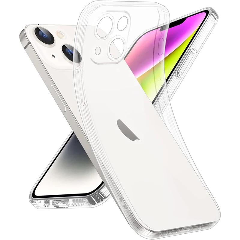

Роскошный силиконовый мягкий прозрачный чехол с покрытием для iPhone 15 14 Plus 13 12 Mini Pro Max противоударный ультра-ракушка прозрачный чехол из ТПУ for iPhone 14 Plus