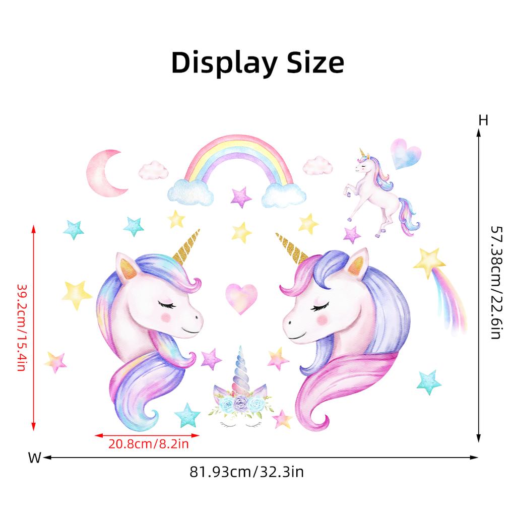 Cartoon Star Rainbow Unicorn Wall Stickers for Kids Room Decor Children Baby Room Bedroom Nursery Home Decoration Wall Decals