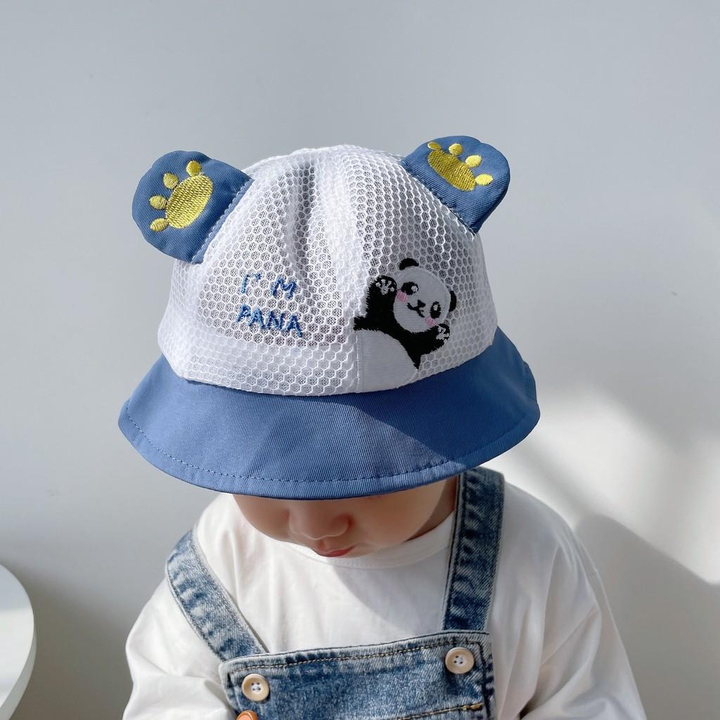 Kreslený panda klobouk proti slunci pro batolata s prodyšnou síťovinou pro letní venkovní ochranu