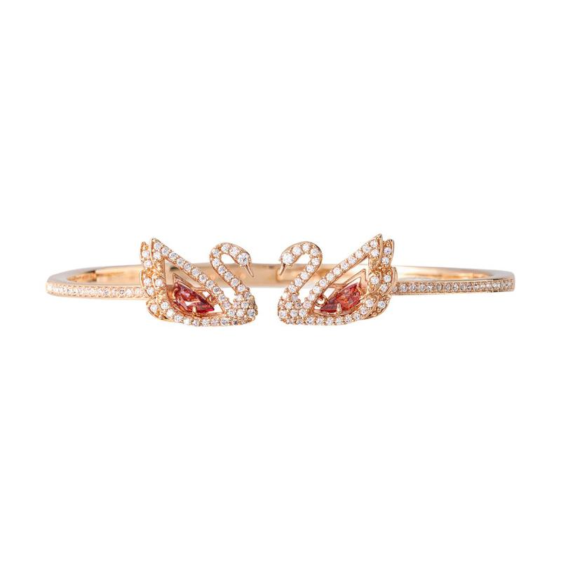 Swarovski Lifelong Bow DANCING SWAN 125th Anniversary Double Swan Rose Gold Plated Crystal Bracelet Women s 5614121