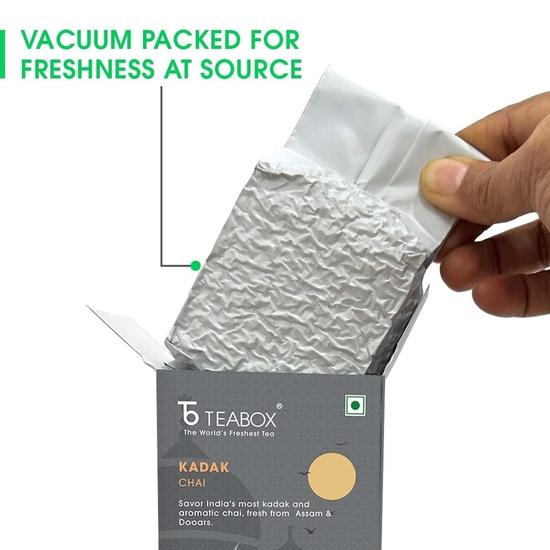 Teabox Fresh Kadak Chai 250 G Vacuum Sealed Pack for Freshness | Sourced From The Estates Of Assam & Dooars | Strong and Premium CTC Chai