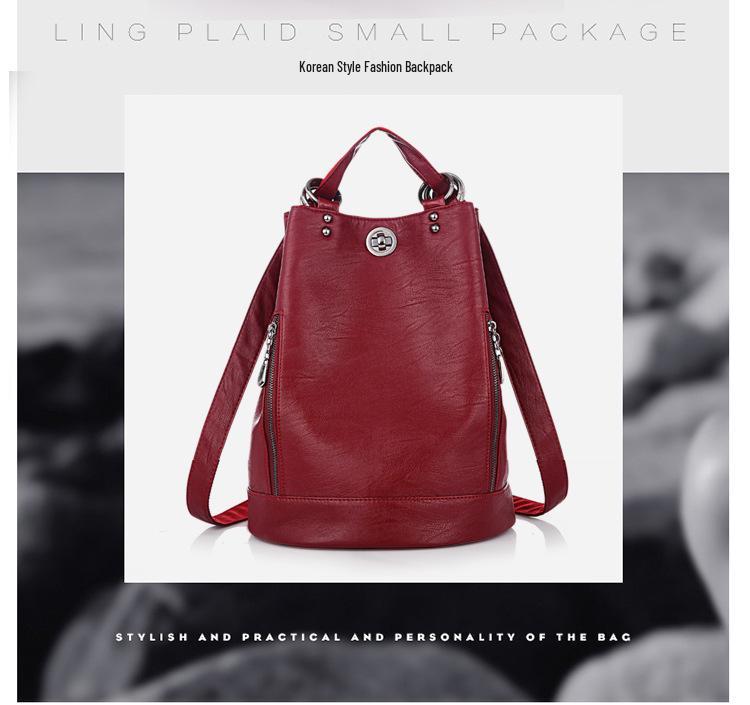 Korean Style Women's Soft Leather Backpack - Large Capacity, Versatile, for Autumn/Winter.