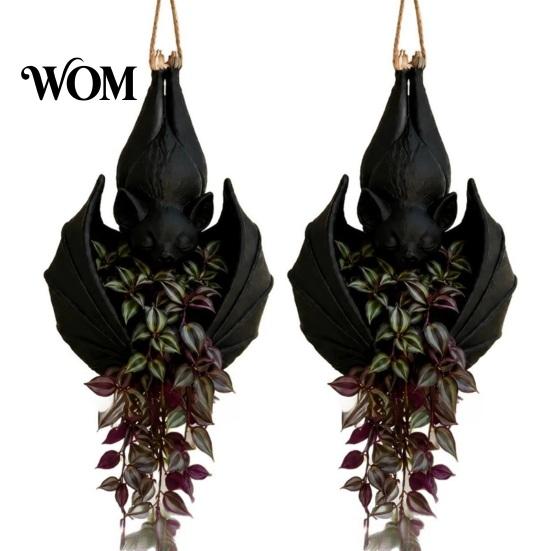Gothic Flower Pot Bat Shaped Hanging Planter, Plant for Indoor Outdoor Garden Decorative Basin Vines Wall Decor, Unique Wing Flowerpot Succulents And