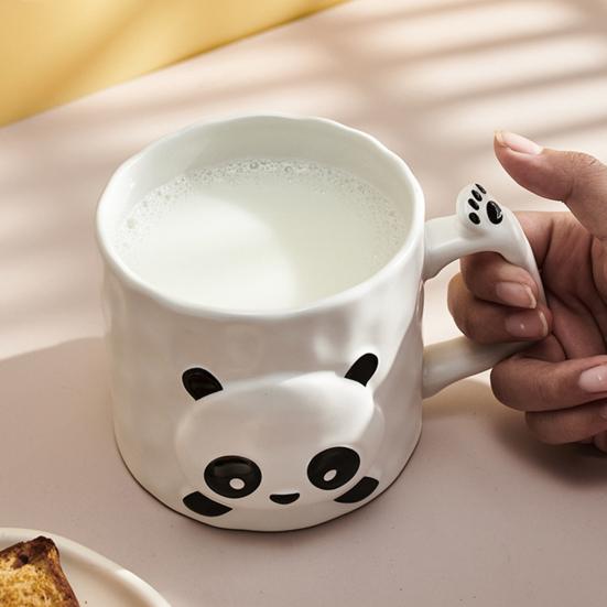 390ml Ceramic Mug Cartoon Panda Shape Large Capacity Ceramic Coffee Mug with Chinese Elements High Temperature Resistant Office Cup