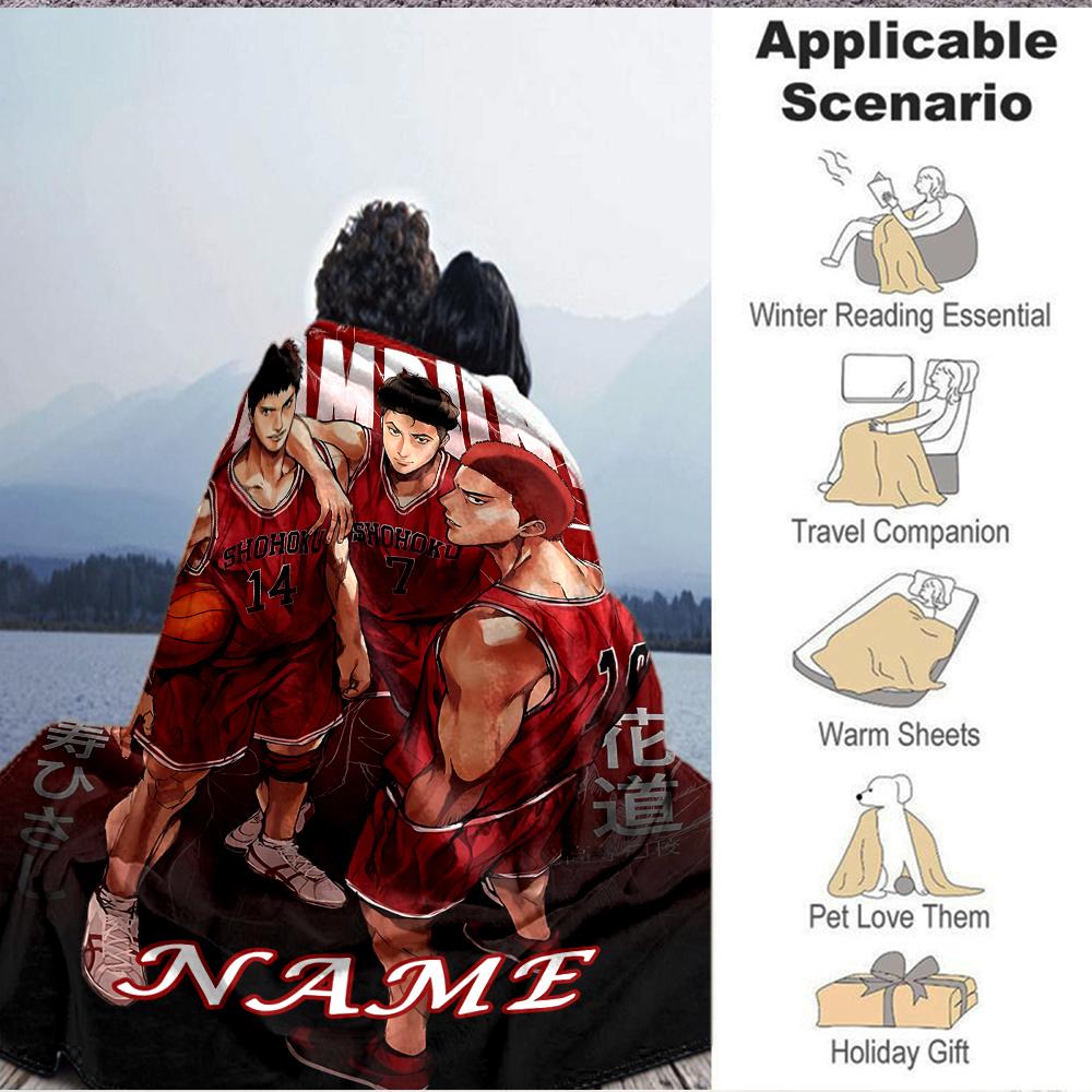 Custom 1pc Slam Dunk: Anime Characters Blanket, Soft And Comfortable Blanket, Casual Warm, Camping Travel Blanket, Birthday Gift Q912168
