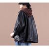 Plus Size Women Faux Leather Jacket Korean Style Loose Thick Padded Jackets Oversized Loose Casual Winter Warm Coats