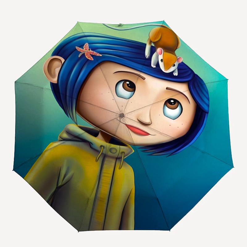 1 stk Coraline (3) Paraply, Solbeskyttelse og UV-beskyttelse. Den har otte robuste ribber til udendørs brug og er en perfekt gave