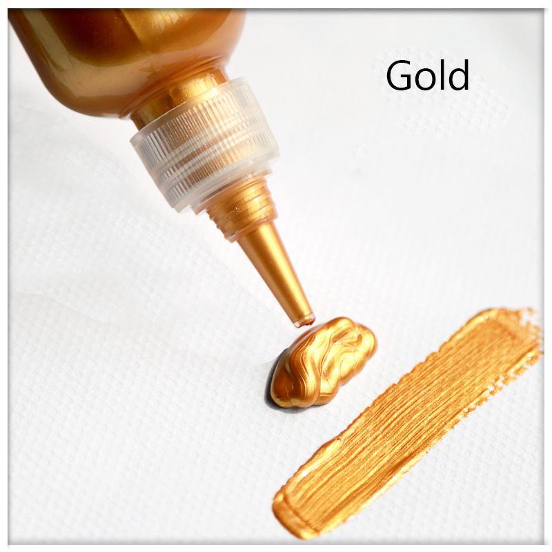 Metal Acrylic Paint Resin Pigment 60ml Gold Silver Copper Gypsum Doll Hook Line Paste Jewelry Making Handmade DIY Coloring