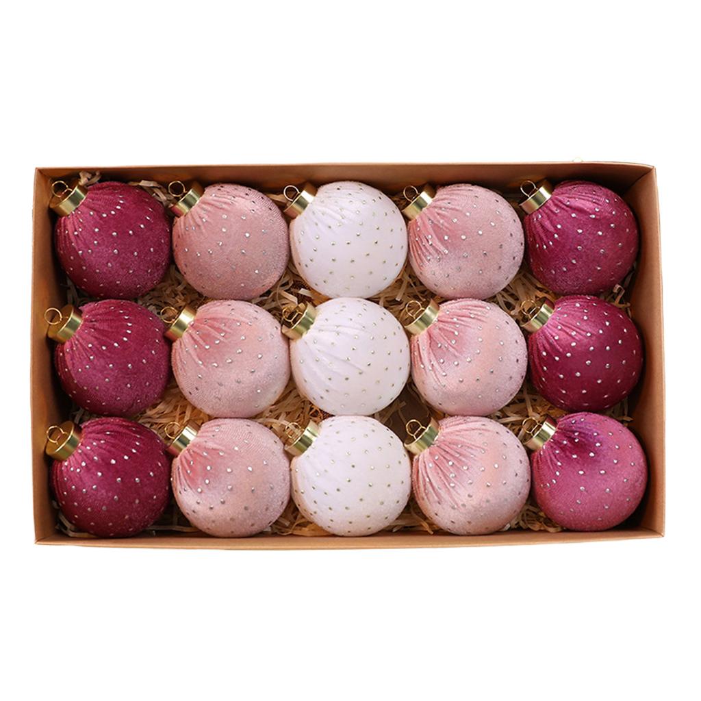 15PC Christmas Balls 8cm Star Velvet Balls Christmas Decorations