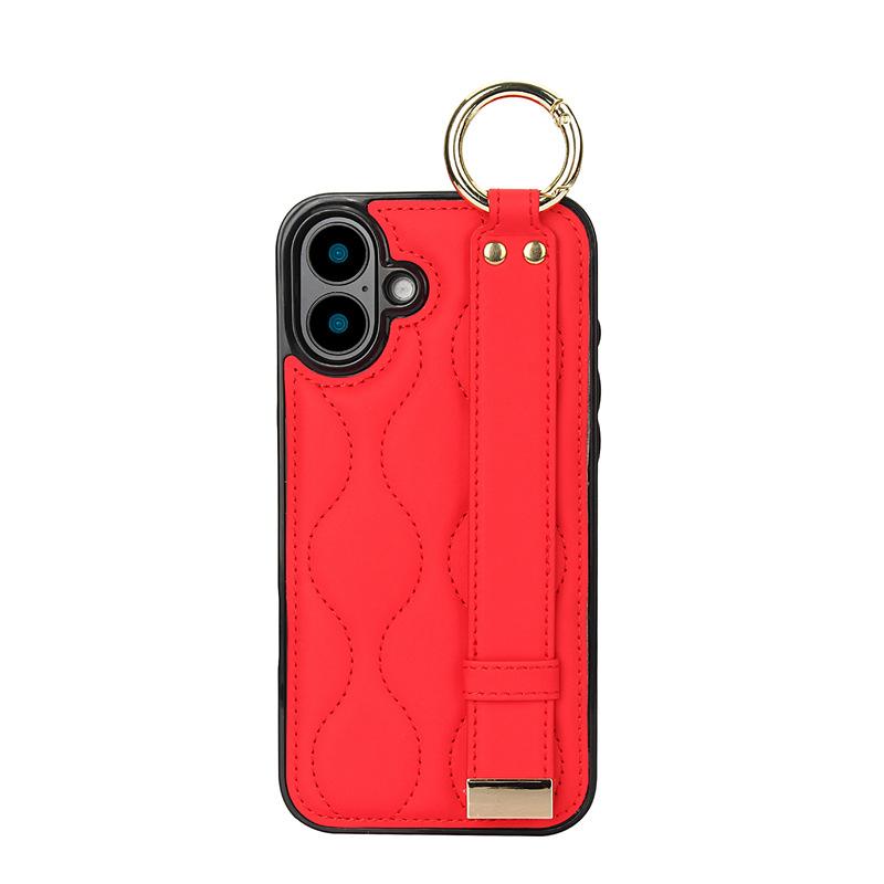 Ring Wristband Phone Case for IPhone 16 Pro Max 15 Plus 14 13 Mini 11 12 7 8 XS XR SE 2 3 Solid Color Leather Protective Cover