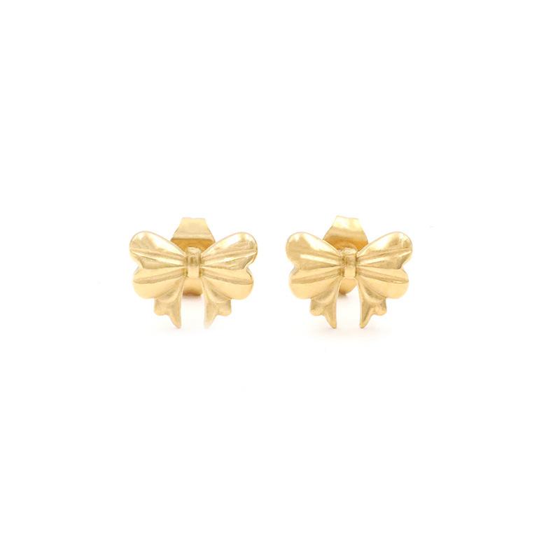 The Same 18K Gold Titanium Steel Jewelry Earrings, Simple Small Fragrant Style Bow Stud Earrings, Women'S High-End Sense