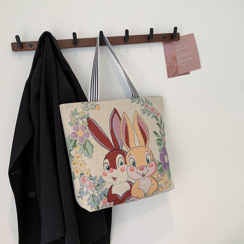 Goldfaden Canvas Tragetasche - Damen Cartoon Schulterhandtasche